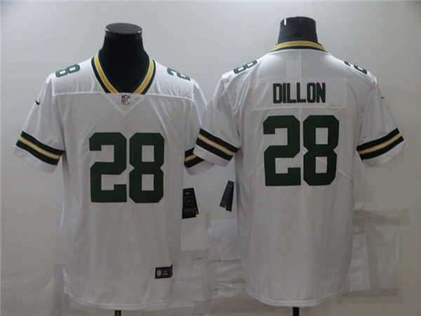 Mens Green Bay Packers #28 AJ Dillon Nike White Vapor Limited Jersey