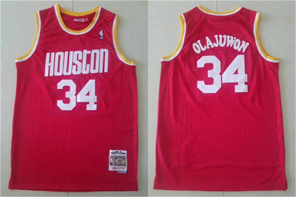 Mens Houston Rockets #34 Hakeem Olajuwon Red Mitchell & Ness 1993-94 Hardwood Classics Swingman Jersey