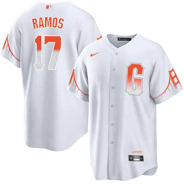 Mens San Francisco Giants #17 Heliot Ramos Nike White 2021 San Francisco City Connect Jersey