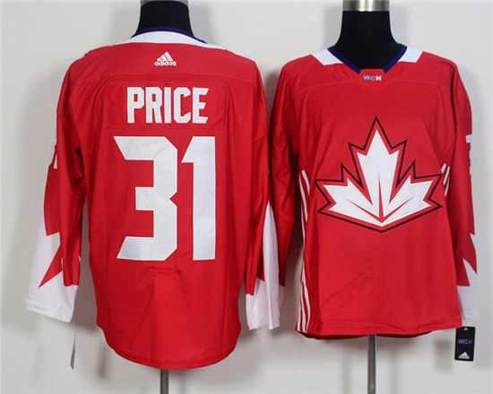 Men's Team Canada #31 Carey Price Red 2016 World Cup Of Hockey Adidas WCH Game Jersey
