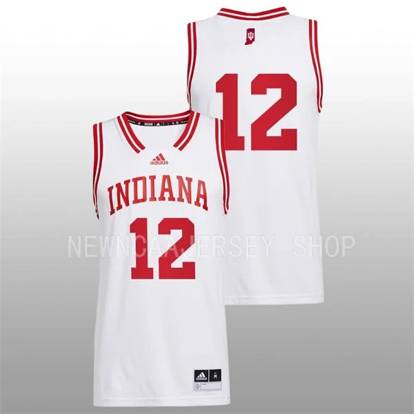 Indiana Hoosiers #12 Tucker DeVries Adidas White College Basketball Game Jersey