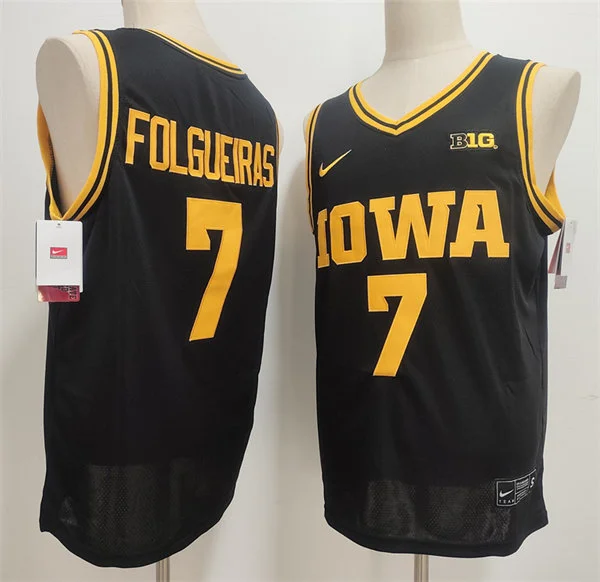 Iowa Hawkeyes #7 Alvaro Folgueiras Nike 2026 Black Basketball Game Jersey