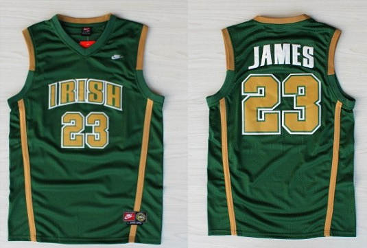 Mens St. Vincent-St. Mary High School #23 Lebron James Nike Green Fighting Irish Basketball Jersey