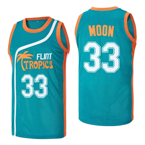 Men's The Semi-Pro #33 Jackie Moon Flint Tropics Teal Green Film Basketball Jersey