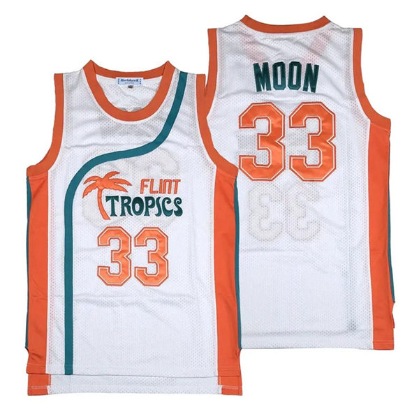 Men's The Semi-Pro #33 Jackie Moon Flint Tropics White Film Basketball Jersey