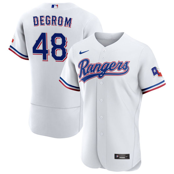 Mens Texas Rangers #48 Jacob deGrom Nike White Home FlexBase Player Jersey