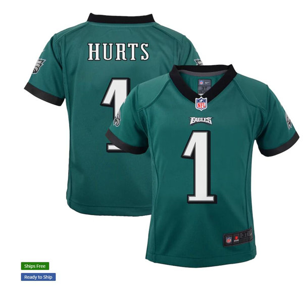 Toddlers Philadelphia Eagles #1 Jalen Hurts Nike Midnight Green Team Color NFL Jersey