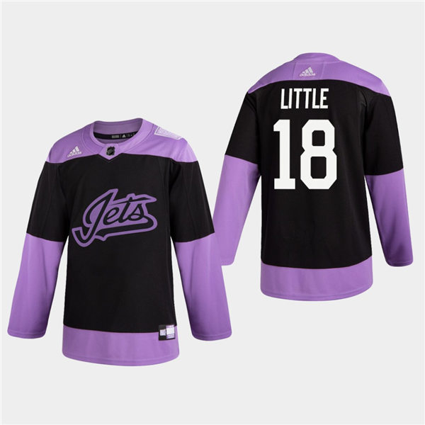 Men's Winnipeg Jets #18 Bryan Little Adidas Hockey Fights Cancer Practice Black Jersey