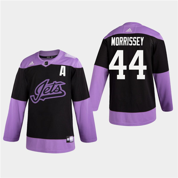 Men's Winnipeg Jets #44 Josh Morrissey Adidas Hockey Fights Cancer Practice Black Jersey