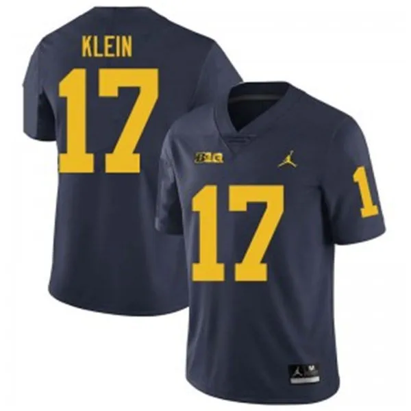 Michigan Wolverines #17 Marlin Klein Navy College Football Game Jersey