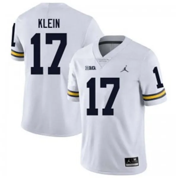 Michigan Wolverines #17 Marlin Klein White College Football Game Jersey