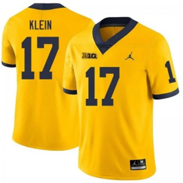 Michigan Wolverines #17 Marlin Klein Gold College Football Game Jersey