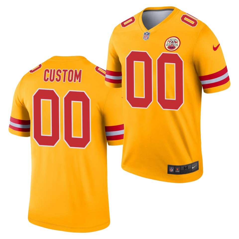 Mens Kansas City Chiefs Custom Nike Gold Inverted Legend Jersey