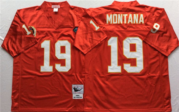 Mens Kansas City Chiefs #19 Joe Montana Red Mitchell&Ness Throwback Jersey