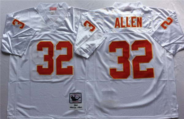 Mens Kansas City Chiefs #32 Marcus Allen White Mitchell&Ness Throwback Jersey