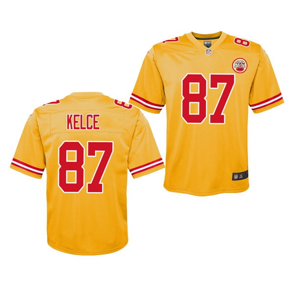Youth Kansas City Chiefs #87 Travis Kelce Nike Gold Inverted Legend Jersey