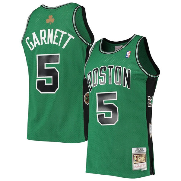 Mens Boston Celtics #5 Kevin Garnett Green Black Mitchell & Ness 2007-13 Hardwood Classics Jersey