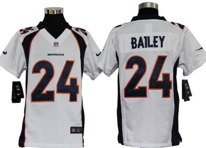 Kids  Denver Broncos #24 Champ Bailey White Game Jersey