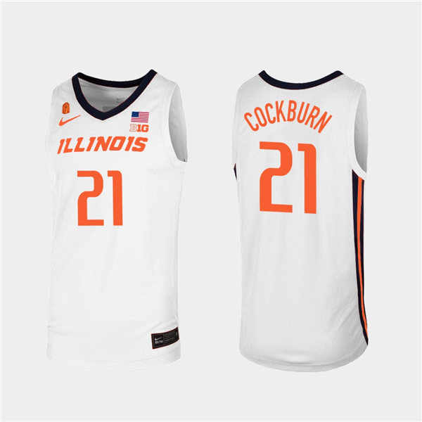 Men's Illinois Fighting Illini #21 Kofi Cockburn White Orange Nike Basketball Jersey