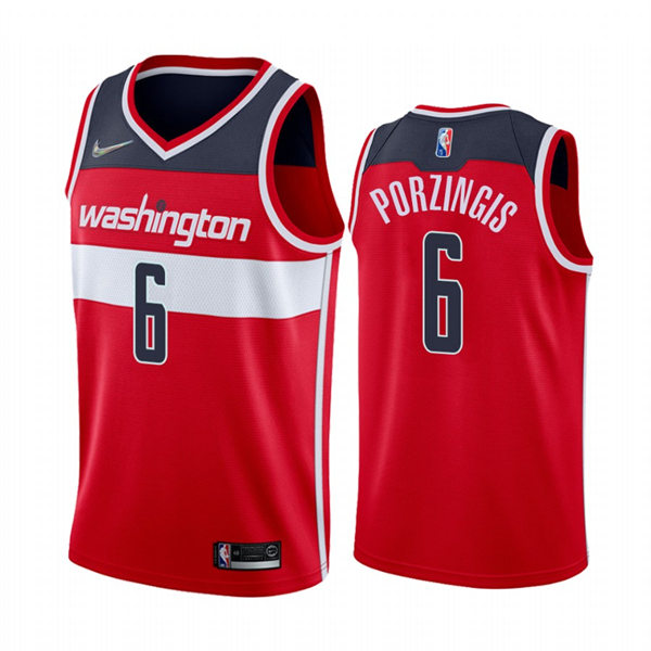 Men's Washington Wizards #6 Kristaps Porzingis Red Diamond Nike Icon Edition Jersey