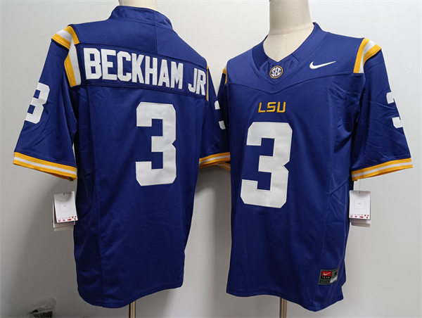 Men's LSU Tigers #3 Odell Beckham Jr. Nike Purple F.U.S.E. College Football Jersey