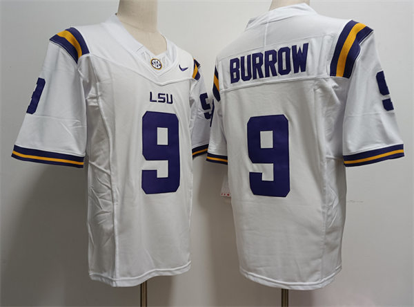 Men's LSU Tigers #9 Joe Burrow Nike 2023 F.U.S.E. Limited White College Football Game Jersey