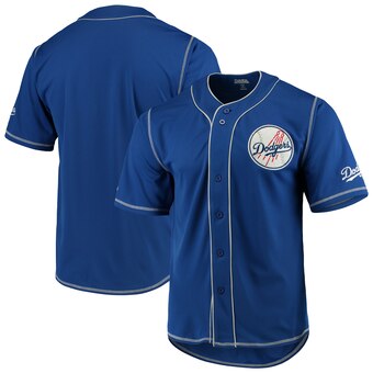 Mens Los Angeles Dodgers Custom Stitches Royal Team Color Button-Down Jersey