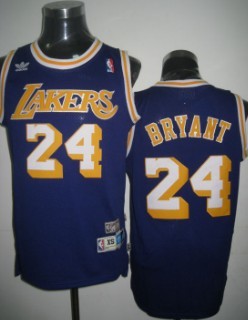 Men's Los Angeles Lakers #24 Kobe Bryant Purple Swingman Throwback Jersey