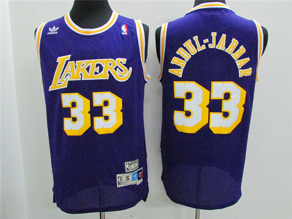Men's Los Angeles Lakers #33 Kareem Abdul-Jabbar Purple Mitchell & Ness Throwback Jersey