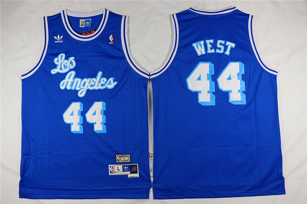 Mens Los Angeles Lakers #44 Jerry West Blue Mitchell & Ness Throwback Swingman Jersey