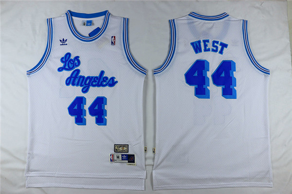 Mens Los Angeles Lakers #44 Jerry West White Mitchell & Ness Throwback Swingman Jersey