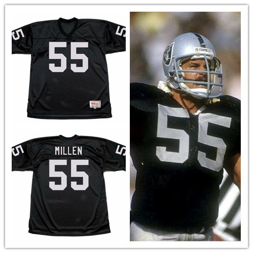 Mens Oakland Raiders #55 MATT MILLEN Mitchell&Ness 1983 Black Throwback Jersey