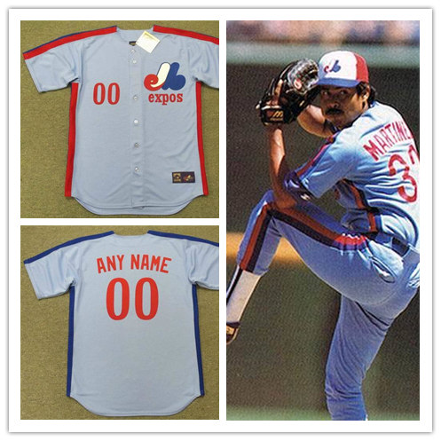 Men's Montreal Expos 1980's Light Blue  Throwback Customized Jersey