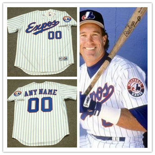 Men's Montreal Expos 1990's White Pinstripe Throwback Customized Jersey