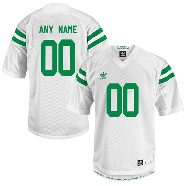 Mens Notre Dame Fighting Irish Custom Joe Montana Mike McGlinchey Rudy Ruettiger Manti  Te'o Adidas White Green Football Jersey