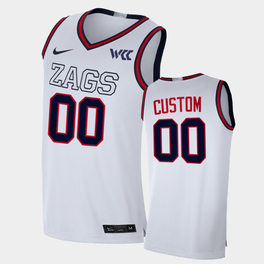 Men's Gonzaga Bulldogs Custom 2021 White ZAGS Nike NCAA College Basketball Jersey