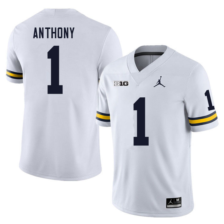 Youth Michigan Wolverines #1 Andrel Anthony White Jordan Brand College Football Jersey