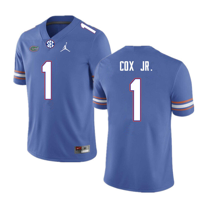 Men's Florida Gators #1 Brenton Cox Jr Jordan Blue Football Jersey