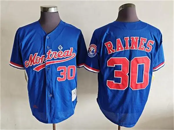 Men's #30 TIM RAINES Montreal Expos 2001 Royal Cooperstown Collection Mesh Batting Practice Jersey