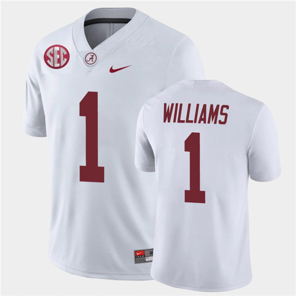 Mens Alabama Crimson Tide #1 Jameson Williams Nike White College Football Game Jersey
