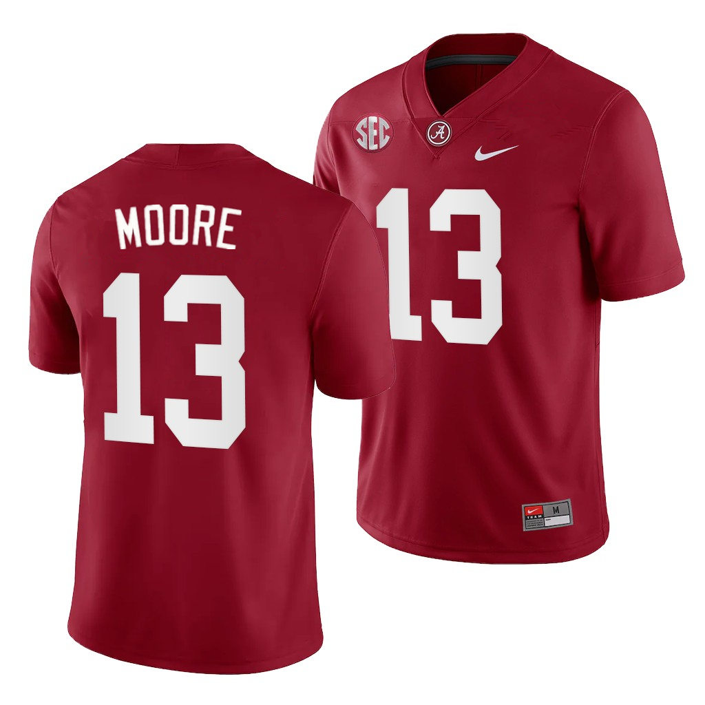 Men's Youth Alabama Crimson Tide #13 Malachi Moore Nike Crimson College Game Football Jersey