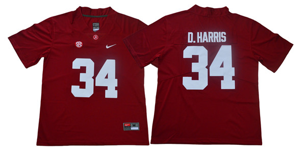 Men's Alabama Crimson Tide #34 Damien Harris Nike Red Football Jersey