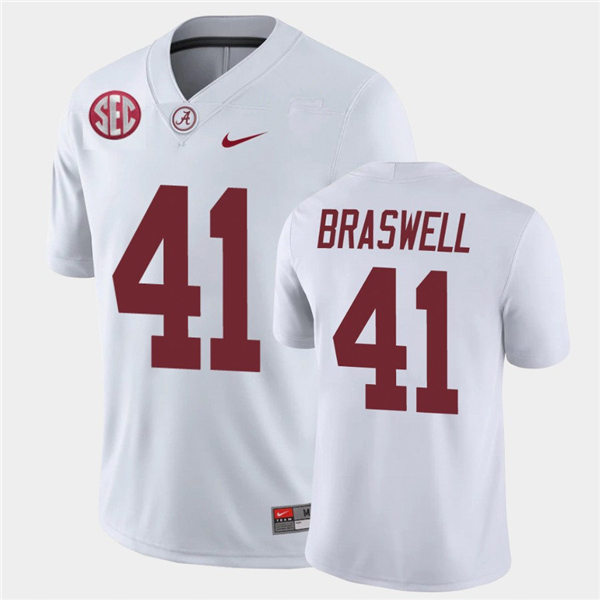 Mens Alabama Crimson Tide #41 Chris Braswell Nike White College Game Football Jersey