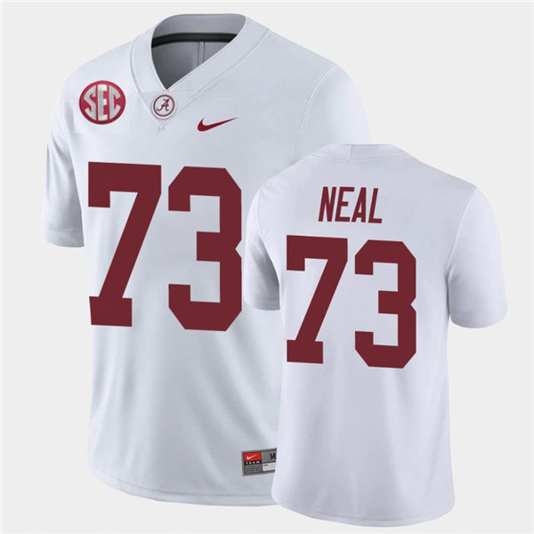 Men's Alabama Crimson Tide #73 Evan Neal Nike White College Game Football Jersey