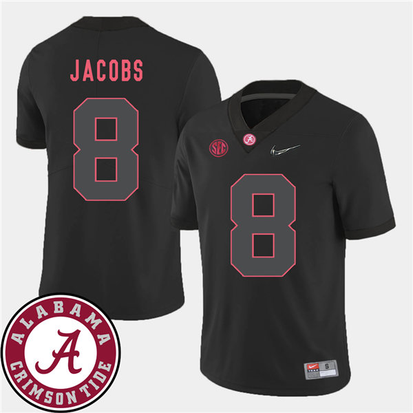 Men's Alabama Crimson Tide #8 Josh Jacobs Nike Blackout College Football Jersey