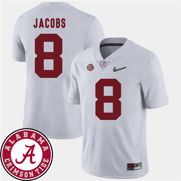 Men's Alabama Crimson Tide #8 Josh Jacobs Nike White College Football Jersey