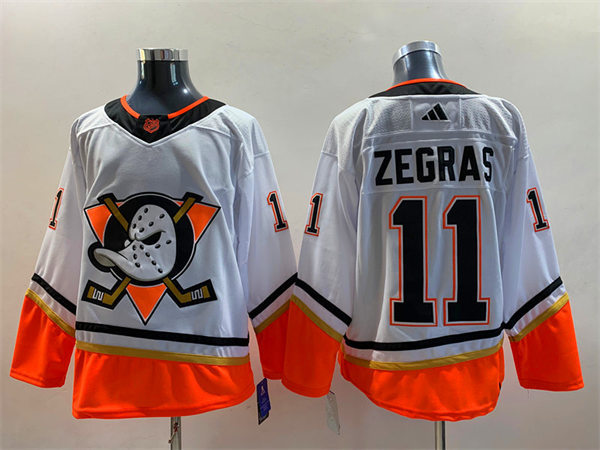 Men's Anaheim Ducks #11 Trevor Zegras White 2022 Reverse Retro Primegreen Jersey