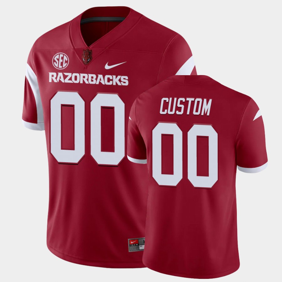 Mens Arkansas Razorbacks Custom Nike Cardinal 2012-19 Razorbacks Football Jersey