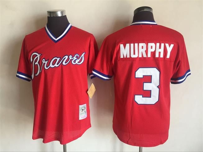 Men's Atlanta Braves #3 Dale Murphy Mesh BP Red Mitchell & Ness Throwback Jersey