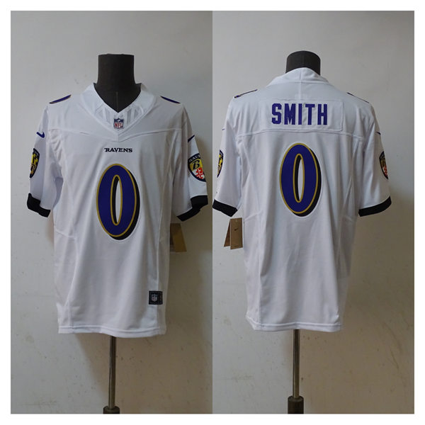 Men's Baltimore Ravens #0 Roquan Smith Nike White Vapor F.U.S.E. Limited Jersey